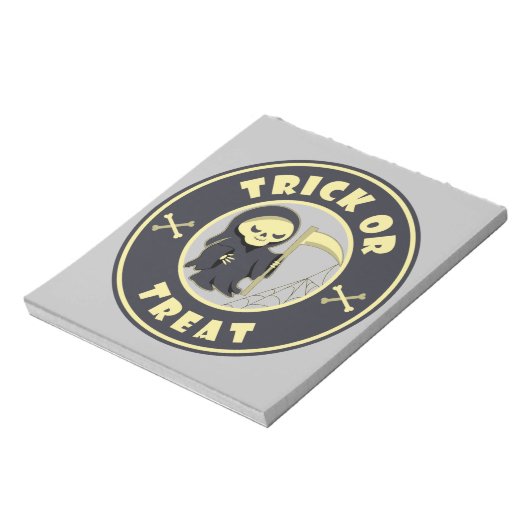 Trick or treat Halloween grim reaper karakter Notitieblok (Gedraaid)