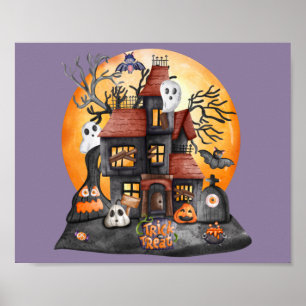 Trick or treat Halloween Hunted House Gathering Poster