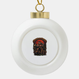 Trick Or Treat Halloween Killer Skelet Bijl Rood M Keramische Bal Ornament