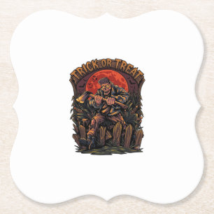 Trick Or Treat Halloween Moordenaar Skelet Bijl Ro Kartonnen Onderzetters
