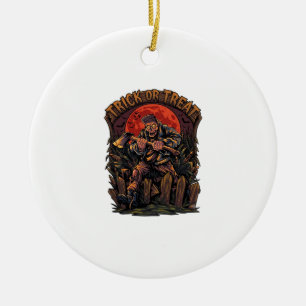Trick Or Treat Halloween Moordenaar Skelet Bijl Ro Keramisch Ornament
