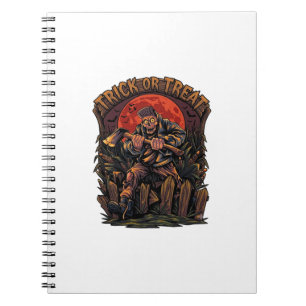 Trick Or Treat Halloween Moordenaar Skelet Bijl Ro Notitieboek