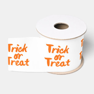 Trick or treat Halloween Oranje White Brush Stroke Grosgrain Lint