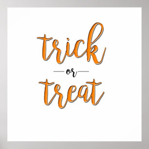 trick or treat halloween oranje zwart eenvoudig poster