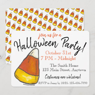 Trick or treat Halloween Party Candy Corn Kaart