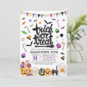 trick or treat Halloween Party Invitation Kaart (Staand voorkant)