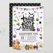 trick or treat Halloween Party Invitation Kaart (Voorkant / Achterkant)