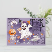 Trick or treat! Halloween Party Kaart (Staand voorkant)