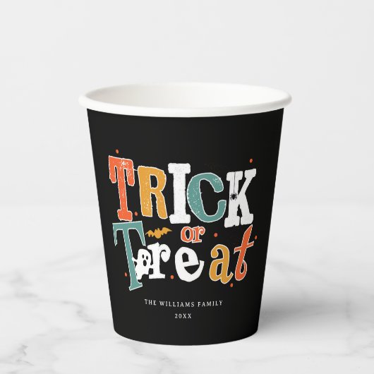 Trick or treat Halloween Party Papieren Bekers (Voorkant)