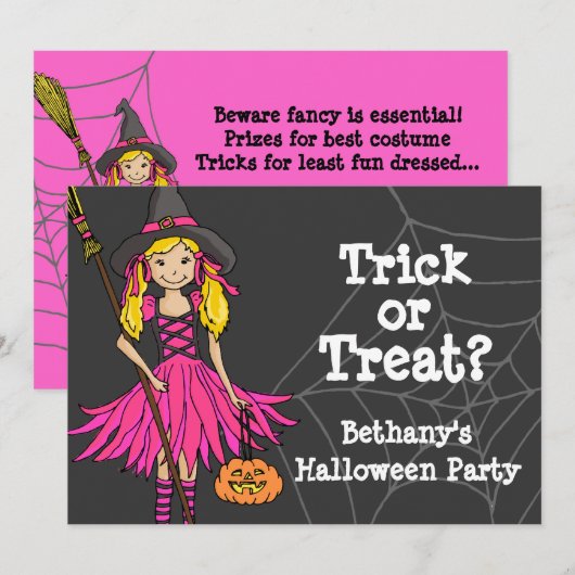 Trick or treat Halloween party uitnodiging (Voorkant / Achterkant)