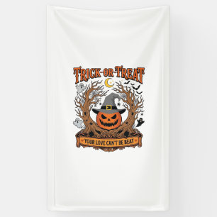 Trick Or Treat Halloween Pompoen Heksenhoed Spooky Spandoek