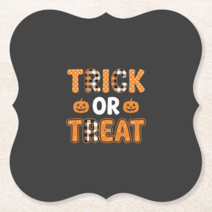 Trick or Treat Halloween Pompoen Vectorontwerp_1 Kartonnen Onderzetters