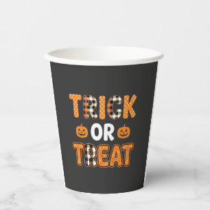 Trick or Treat Halloween Pompoen Vectorontwerp_1 Papieren Bekers
