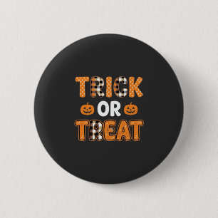 Trick or Treat Halloween Pompoen Vectorontwerp_1 Ronde Button 5,7 Cm