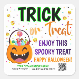 Trick or treat Halloween QR Code Treat Vierkante Sticker