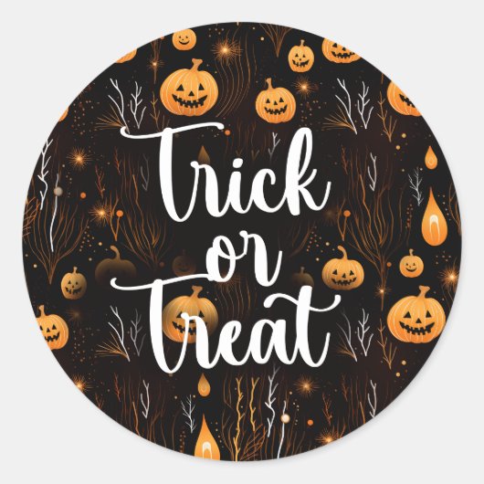 Trick or Treat Halloween Ronde Sticker (Voorkant)