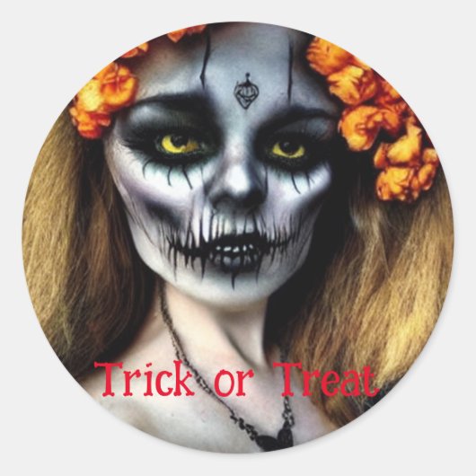 Trick or Treat Halloween Ronde Sticker (Voorkant)