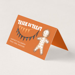 Trick or Treat Halloween Skelet Gemberkoek Kaart