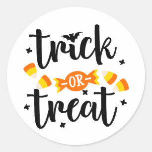 Trick or Treat Halloween Snoep Typografie Ronde Sticker