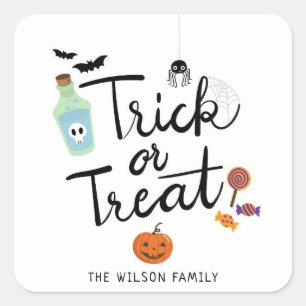 Trick or treat Halloween Snoep Vierkante Sticker