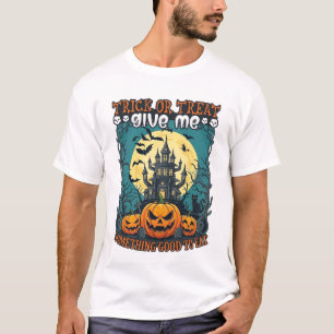 Trick Or Treat Halloween Spokenhuis Pompoenen Ma T-shirt