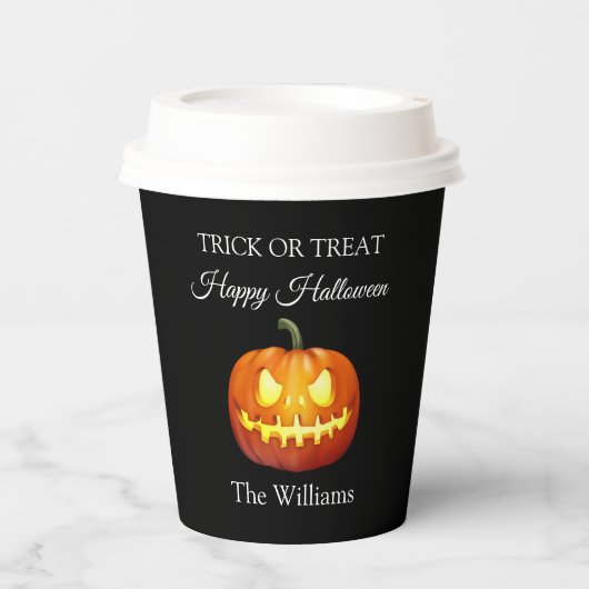 Trick or treat Halloween Spooky Pumpkin Schattige Papieren Bekers (Voorkant)