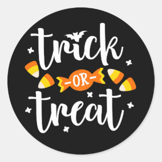 Trick or Treat Halloween Tekst Ontwerp Snoep Ronde Sticker