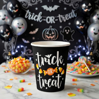 Trick or Treat Halloween-typografieontwerp Papieren Bekers