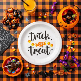 Trick or Treat Halloween-typografieontwerp Papieren Bordje