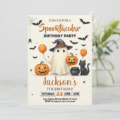 Trick-or-Treat Halloween Verjaardag Uitnodiging (Staand voorkant)