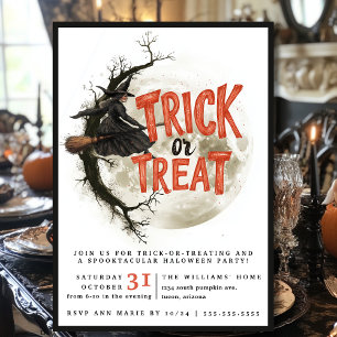 Trick or treat Halloween Vliegende Heks Kaart