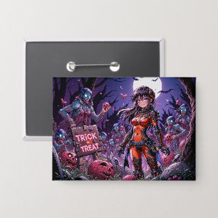 Trick or Treat Halloween zombies die hersenen uitd Button