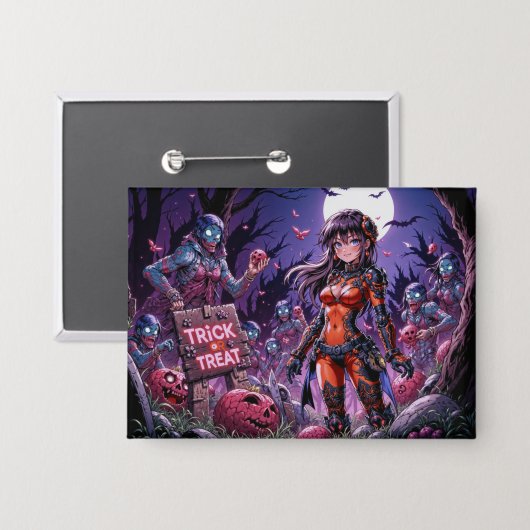 Trick or treat Halloween Zombies Uitdelen Brain Button (Voorkant / Achterkant)