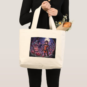 Trick or treat Halloween Zombies Uitdelen Brain Grote Tote Bag