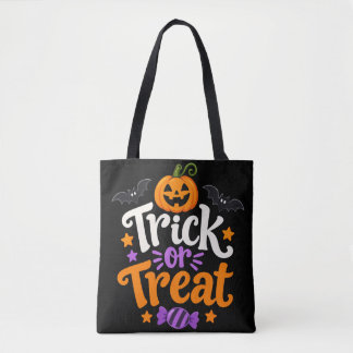 Trick or Treat Halloween Zwart Oranje Schrift Draagtas