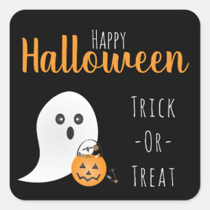 Trick or treat Happy Halloween Ghost Spooky Vierkante Sticker
