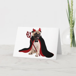 trick or treat Happy Halloween Satan Devil Pug Kaart