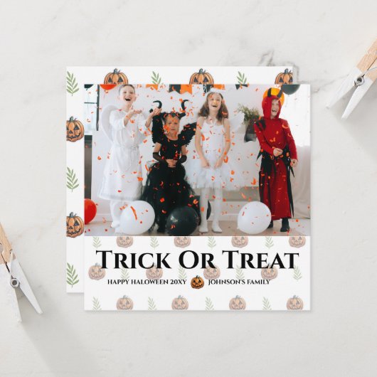 Trick or treat Happy Haloween Kaart (Voorkant / Achterkant in situ)