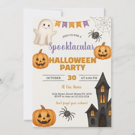 Trick-or-Treat Haunted Bash Invitate Kaart (Voorkant)