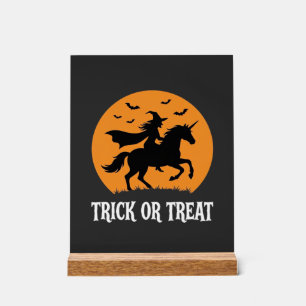 Trick or Treat Heks Eenhoorn Halloween Ontwerp_1 Acryl Bord