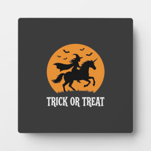 Trick or Treat Heks Eenhoorn Halloween Ontwerp_1 Fotoplaat