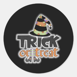 Trick or treat Heks Pet Halloween Ronde Sticker