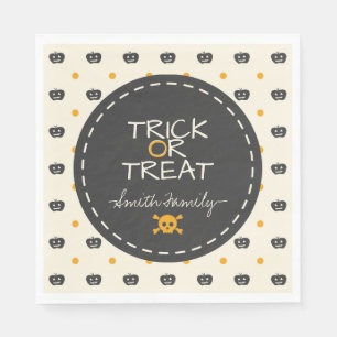 Trick or treat. Jack O lantaarn witte polka stippe Servet