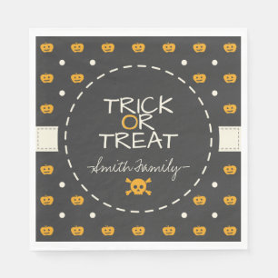 Trick or treat. Jack O lantaarn witte polka stippe Servetten