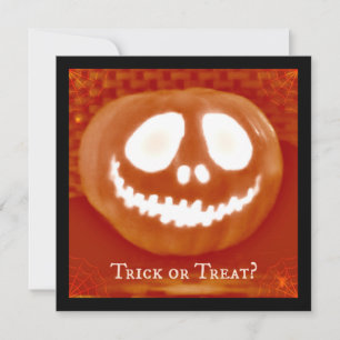 Trick or treat Jack-O'-Lantern Halloween Invites Kaart
