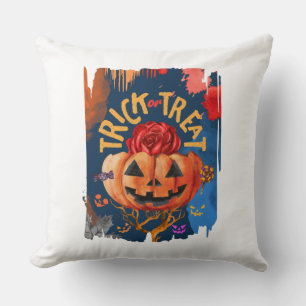 Trick or treat - Jack-o'-Lantern met Red Rose (1) Kussen