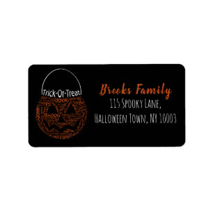 Trick or treat Jack O Lantern Typografie Etiket