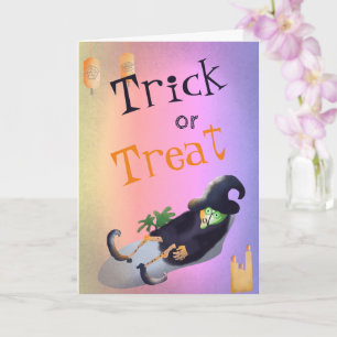 Trick or treat Joke Witch op Spa Funny Halloween Kaart