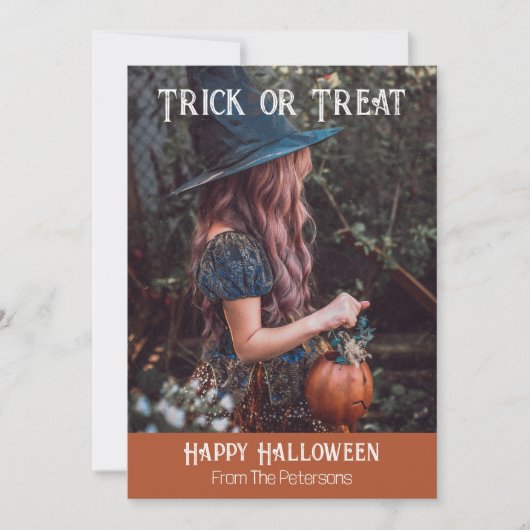 Trick or Treat Joyeux Halloween Carte de vacances (Devant)