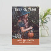 Trick or Treat Joyeux Halloween Carte de vacances (Debout devant)